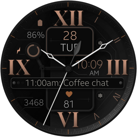 elegant and classic analog watch face wear os samsung google