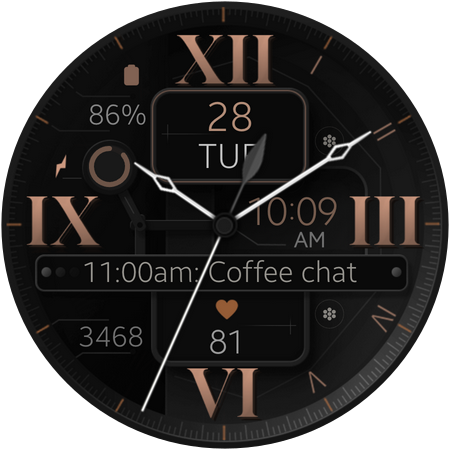 elegant and classic analog watch face wear os samsung google