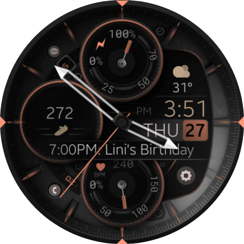 Hybrid modern watch face for wear os smartwatches