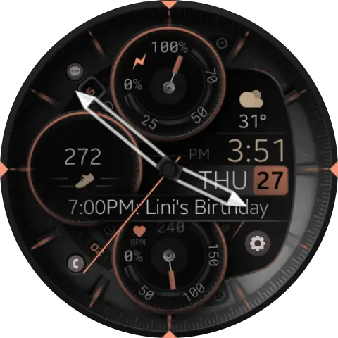 Hybrid modern watch face for wear os smartwatches