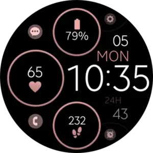 minimal rose gold watch face for wear os smartwatch