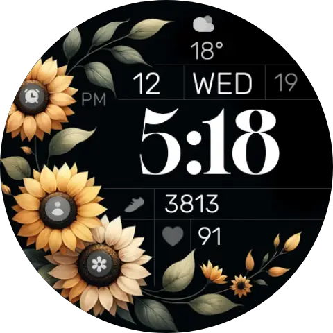 sunflowers minimal watch face for wear os